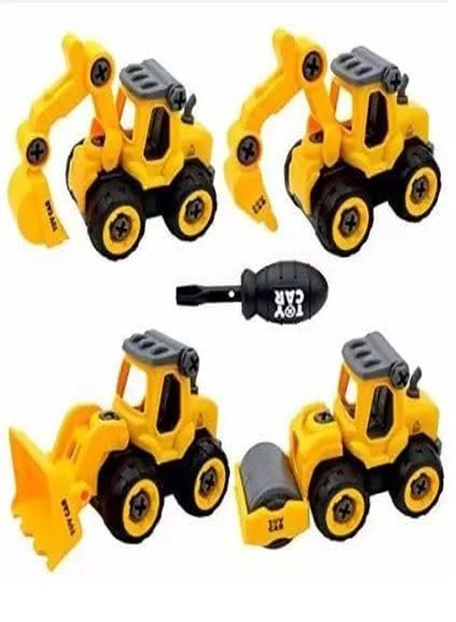 SID MAGIC 4-in-1 Take Apart Construction Vehicles Toy Set - Push & Go Engineering Trucks with Screwdriver for Kids Ages 3+ (Random Color Will be Sent) - Image 3